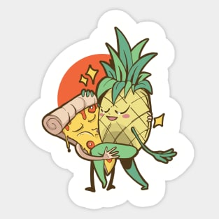 Pineapple Pizza Forbidden Love Funny Cartoon Design Sticker